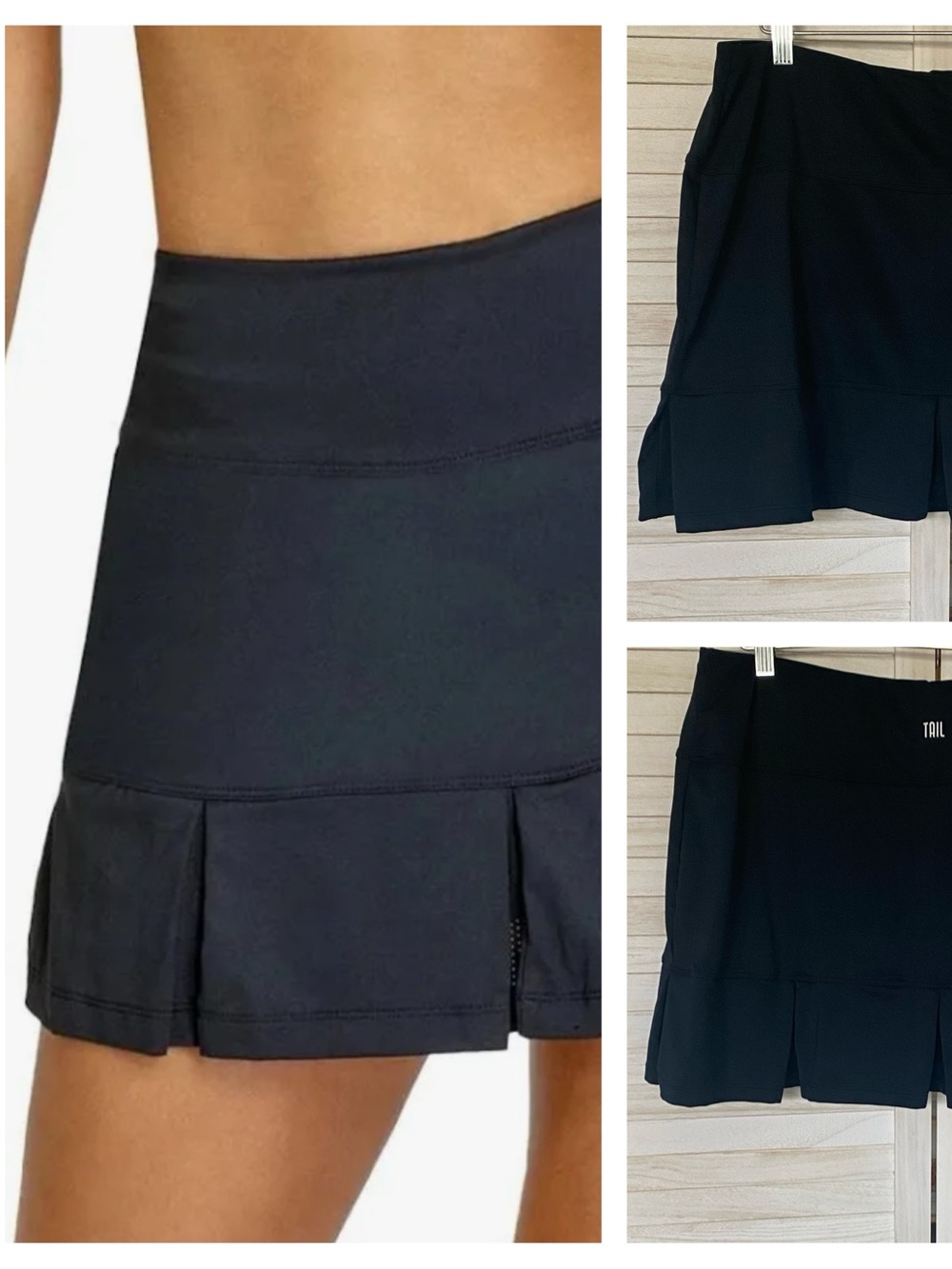 Tail Black Athletic Activewear Pleated Tennis Skort SZ L